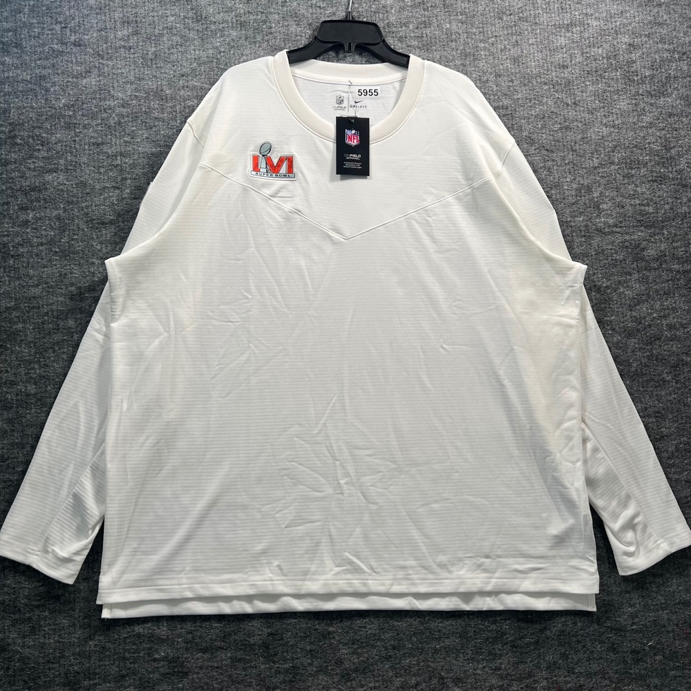 Nike NFL Super Bowl LVI On Field Dri-FIT Long Sleeve Shirt White Mens 3XL
